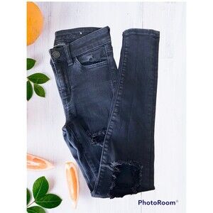 American Eagle Distressed Black High Rise Jeggings Next Level Stretch
